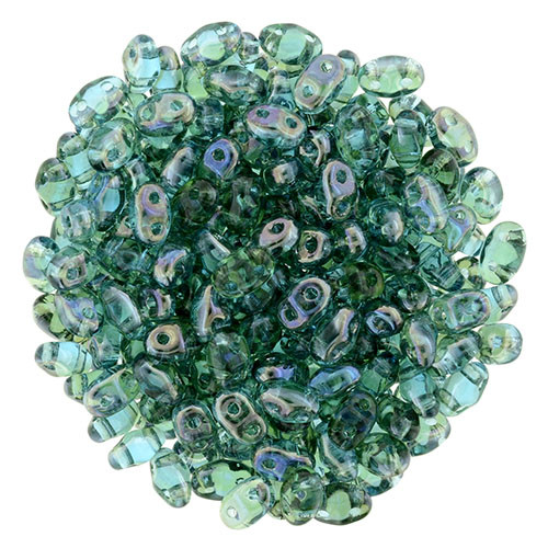 MiniDuo 2x4mm 2-Hole Czech Glass Beads TWILIGHT AQUAMARINE